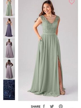 Kennedy Blue Natalie Light Sage Green V-Neck Maxi Dress Bridesmaid